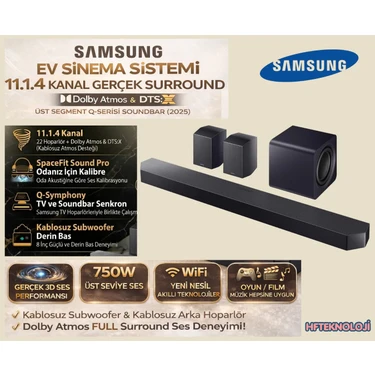 Samsung 11.1 Ch Subwoofer & Arka Hoparlör Q-Serisi Soundbar (HW-Q990F) (2025 Üretim) + Anker