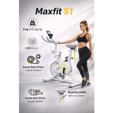 Maxfit S1 Spinbike Direnç Ayarlı Nabız Ölçerli Ayarlanabilir Sele ve