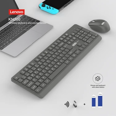 Lenovo KN260 Kablosuz Klavye Mouse Set Sessiz Siyah