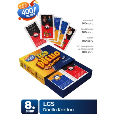 HiperZeka Lgs Düello Kartları 400 Bilgi İçeren 8. Sınıf Kitabı