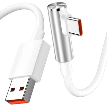 Teknofone Xiaomi Uyumlu Kablo 120 W 1 M, 90 Derece Kablo USB Tip C Şarj Cihazı 6A 120 Watt Turbo