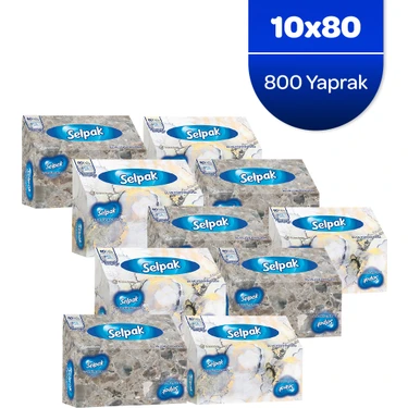 Selpak Mermer Desenli El ve Yüz Havlusu 10*80 Yaprak 800 Adet Kutulu Süper Emici ve