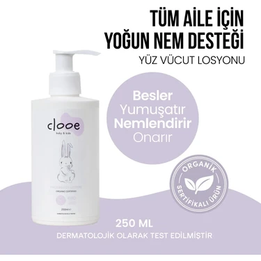 Clooe Organik Sertifikalı Yenidoğan Uyumlu Hızlı Emilen Yağlı His Bırakmayan Bariyer Güçlendirici