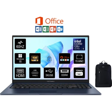 Asus Vivobook 15 X1504VA-BQ4101 Intel Core 5 120U 16GB 1tb SSD Windows 11 Pro 15.6" Taşınabilir