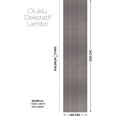 Brano Antrasit Desenli Duvar Lambiri 60X280 Cm-Kendinden