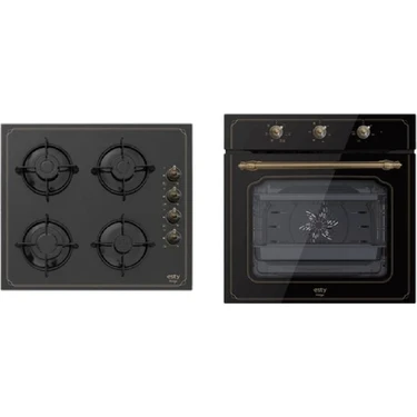 Esty (Silverline) Siyah Rustik Ankastre Set ARF6607B01 -