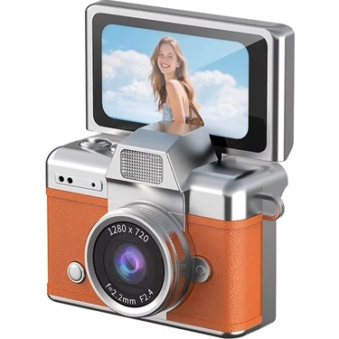 Azurtech Mini Dijital Kamera 720P Hd Flip Ekran Retro Ccd Çocuk Kamerası Taşınabilir