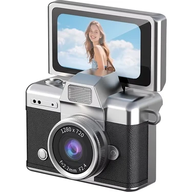 Azurtech Mini Dijital Kamera 720P Hd Flip Ekran Retro Ccd Çocuk Kamerası Taşınabilir