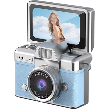 Azurtech Mini Dijital Kamera 720P Hd Flip Ekran Retro Ccd Çocuk Kamerası Taşınabilir