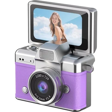 Azurtech Mini Dijital Kamera 720P Hd Flip Ekran Retro Ccd Çocuk Kamerası  Taşınabilir