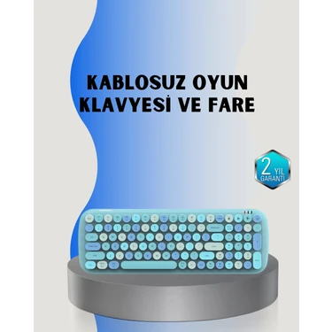 İlkyaz Fashion Retro Tarz Kablosuz Klavye Mouse Seti – 104 Tuşlu, Ergonomik