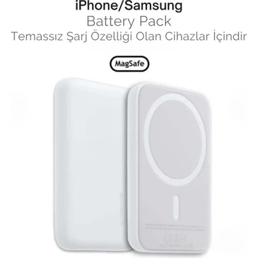 İlkyaz Fashion iPhone 15 / 16 / 17 Uyumlu Magsafe Kablosuz Powerbank 5000 Mah | Wireless