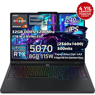 Lenovo Legion Pro 5 16ADR10 AMD Ryzen 9 8940HX 32GB 1TB SSD RTX 5070 8GB 16" WQXGA (2560X1600) IPS