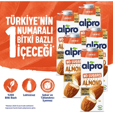 Alpro Şekersiz Badem Sütü 5x1 L Vegan Laktozsuz Bitkisel Bazlı — Hepsiburada ürün görseli