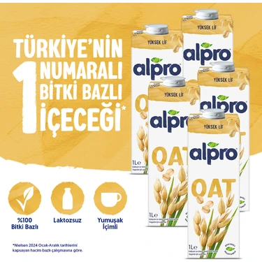 Alpro Yulaf Sütü 5x1 L Vegan Laktozsuz Bitkisel Bazlı — Hepsiburada ürün görseli