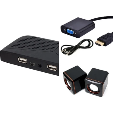 Ncpline Mini Uydu Alıcı HD Monitör TV Yapma Aparatı HDMI VGA Çevirici ve Hoparlör Seti 3'lü