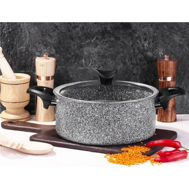 Taç 3399 Ultra Granit Derin Tencere 22 cm Döküm İç Yüzey ile Gri Renkli Tekli Kullanım ürün görseli