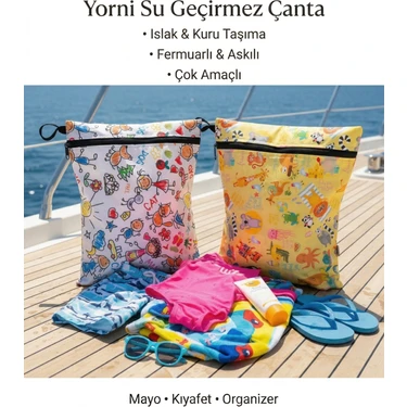 Yorni 2 Adet, 36x30cm Summer ve 36x30cm Family Desen, Sıvı Geçirmeyen Çok Amaçlı Çanta, Ekonomik