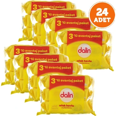 Dalin 1344 Yaprak Islak Mendil Havlu 56'lı x 24 Alkol İçermeyen Hassas Ciltler