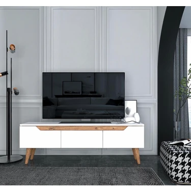 Ankara Mobilya Mana 160 cm Beyaz TV Ünitesi Modern Tasarım Suntalam Malzeme 30 cm Derinlik 50 cm