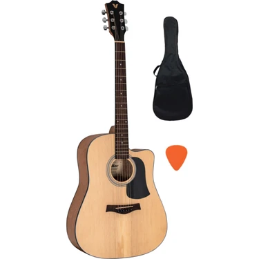 Valler AG240 NA Akustik Gitar 650 cm Uzunlukta Premium Ses Kalitesi ile Kılıf ve Pena