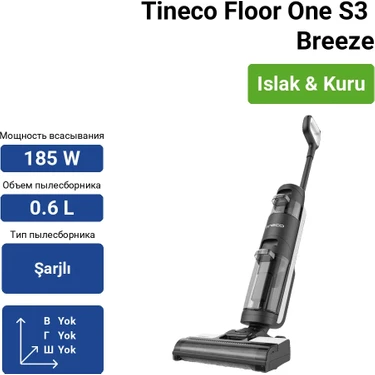 Tineco Floor One S3 Breeze Islak/kuru Dikey Süpürge Şarjlı Fiyatı