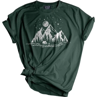 Genius Store  Unisex Baskılı Tişört Outdoor Normal Kalıp Tshirt  (Kamp