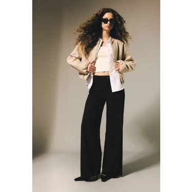 DeFacto %100 Pamuk Wide Leg Normal Bel Gabardin Pantolon