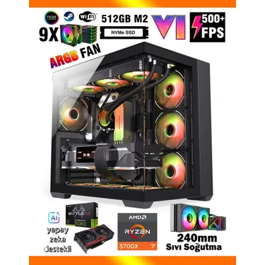 Zeiron Mirage X32 Ryzen 7 5700X 16GB 512GB M.2 SSD 8GB RTX5060 Sıvı Soğutmalı Masaüstü Oyun