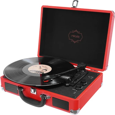 Mikado Nostalgia MN-P317 Kırmızı Turntable + Rca + Bluetooth Destekli