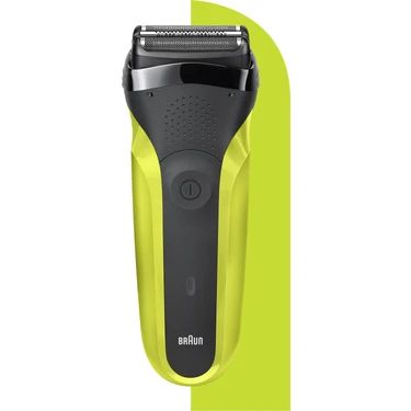 Braun 3 Serisi 300 VTGRN Siyah - Sarı Renkli Kuru Kullanım Kablosuz Tıraş Makinesi Folyo