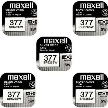 Maxell 377 SR626SW 1.55V Düğme Pil 5'li Saat Pili Yüksek Performanslı