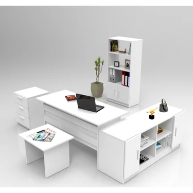 Yurudesign Vario ABCDF Ofis Masa Takımı 3 Renk Beyaz Ahşap Malzeme 140 cm