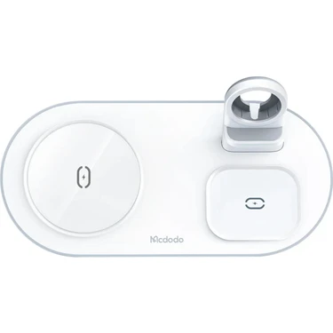 Mcdodo 3in1 iPhone Uyumlu Air Pod Apple Watch Uyumlu Magsafe Kablosuz Şarj Cihazı Beyaz