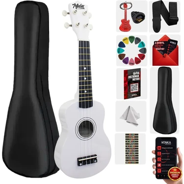 Midex UKX-901WH Beyaz Soprano Ukulele (Askı Çanta