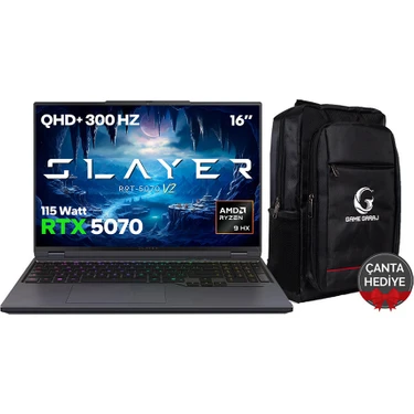 Game Garaj Slayer R9T-5070 V2 C7 Amd Ryzen 9 8945HX 16GB Ram 1tb SSD RTX5070 16" 300Hz Qhd+ IPS