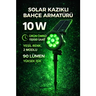 Lumixa Enerji Güneş-Solar Enerjili * 10 W Yüksek Işık *çim Armetür *yeşil