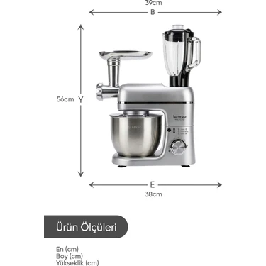 Lorenzo Multichef Stand Mixer 3in1 Hamur Yoğurma Blender Et Fiyatı