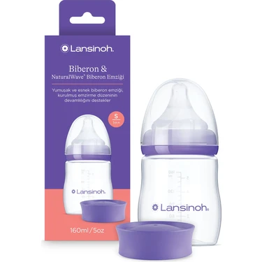 Lansinoh 160 ml Biberon & NaturalWave® Biberon Emziği (1