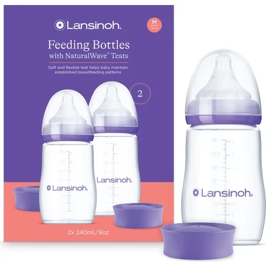 Lansinoh 2 X 240 ml Biberon & NaturalWave® Biberon Emziği (3