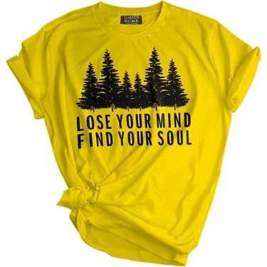 Genius Store  Unisex Baskılı Tişört Outdoor Normal Kalıp Tshirt  (Sarı