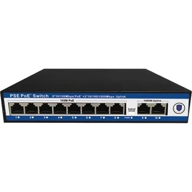 TeknoKapsül Novacom NVC-PSE0820G 100/1000MB 8 Port Poe + 2 Port Uplink