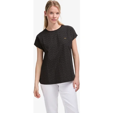U.s. Polo Assn. Kadın Siyah Tişört 50323550-VR046 Regular Fit Kolsuz Pamuklu Trend Grafik