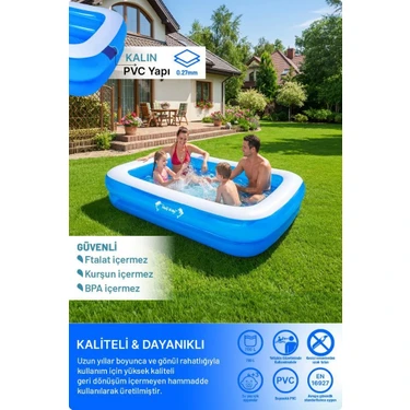 Heykida Swim Safe Dikdörtgen Havuz 265X175X50CM Mavi Renk Fiyatı