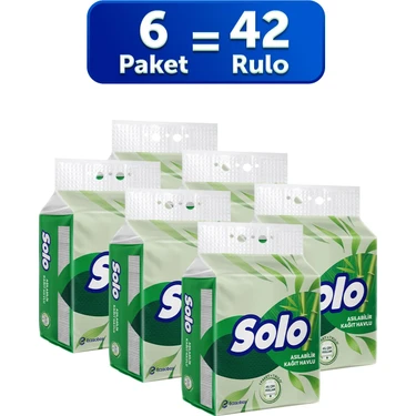 Solo Asılabilir Kağıt Havlu 1=7 6'lı Yüksek Emicilik ve Dayanıklı Kağıt ile Pratik