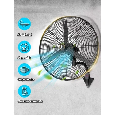 Harlem 30 Inç 240W Sanayi Tipi Kumandalı Vantilatör 80 Cm Duvar Tipi