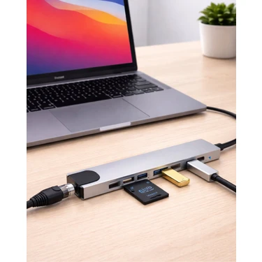 Die Grup Type C Hub Çoklayıcı 8 Port USB HDMI RJ45 Kart