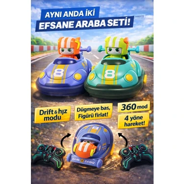 Ziventa Uzaktan Kumandalı Çarpışan Drift Araba 2’li Set Figür Fırlatma 360° Dönüş, Işıklı & Müzikli