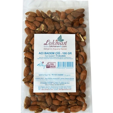 LokmanAVM Doğal Çiğ Acı Badem 100 gr Yerli Üretim Kaliteli Çiğ Badem
