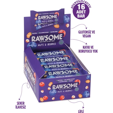 Rawsome Orman Meyveli Glutensiz Ve Vegan Kuruyemiş Barı 40g X 16